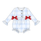 Blue Plaid Bow Ruffle Bubble