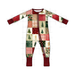 Maroon Checkered Tree Bamboo Romper