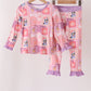 Purple christmas bluey bamboo ruffle pajama set