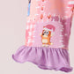 Purple christmas bluey bamboo ruffle pajama set