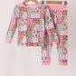 Pink Gingerbread Checkered Bamboo Pajama Set
