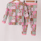 Pink Gingerbread Checkered Bamboo Pajama Set