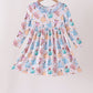 Blue princess ruffle bamboo dress