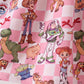 Pink character checkered bamboo ruffle dress