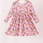 Pink character checkered bamboo ruffle dress
