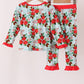 Red Floral Ruffle Bamboo Pajama Set