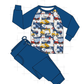 Navy Excavator Bamboo Pants Set