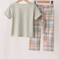 Sage Pumpkin Embroidery Plaid pants set