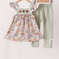 Pumpkin Embroidery Lace Ruffle pants set