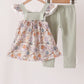 Pumpkin Embroidery Lace Ruffle pants set