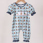 Blue mallard duck embroidery ruffle romper