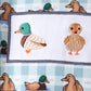 Blue mallard duck embroidery ruffle romper
