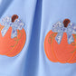 Blue pumpkin applique ruffle pants set