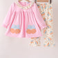 Pink bow pumpkin ruffle pants set