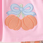 Pink bow pumpkin ruffle pants set