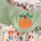 Fall pumpkin embroidery leaves romper