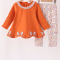 Orange Floral Bow Ruffle pants set