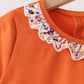 Orange Floral Bow Ruffle pants set