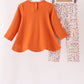 Orange Floral Bow Ruffle pants set