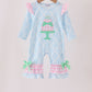 Blue birthday cake appilque ruffle romper