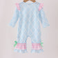 Blue birthday cake appilque ruffle romper