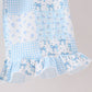 Blue floral bow checkered mom&me pants set