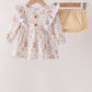 Khaki farm checkered ruffle bloomer set
