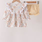 Khaki farm checkered ruffle bloomer set