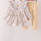 Khaki farm checkered ruffle pants set