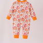 Orange Pumpkin Print Ruffle Romper