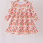 Orange Pumpkin Print Ruffle Dress
