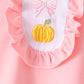 Pink pumpkin bow embroidery ruffle bloomer set