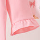 Pink pumpkin bow embroidery ruffle bloomer set