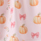 Pink pumpkin bow embroidery ruffle dress