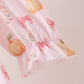 Pink pumpkin bow embroidery ruffle dress