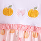 Pink pumpkin bow embroidery ruffle pants set