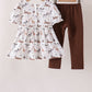 Brown zoo animal ruffle pants set