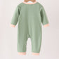 Green farm embroidery romper