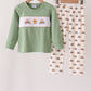 Green farm embroidery pants set