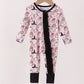 Pink Spooky embroidery bamboo ruffle romper