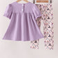 Purple spooky embroidery pants set