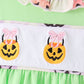 Green Jack-O-Lantern embroidery ruffle bloomer set