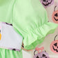 Green Jack-O-Lantern embroidery ruffle bloomer set