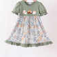 Green pumpkin french knot dress