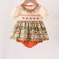 Vintage pumpkin smocked ruffle bubble