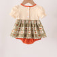 Vintage pumpkin smocked ruffle bubble