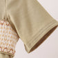 Sage pumpkin embroidery top