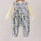 Vintage Floral Smocked Ruffle Romper Set