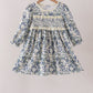 Vintage Floral Smocked Ruffle Dress