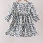 Vintage Floral Smocked Ruffle Dress